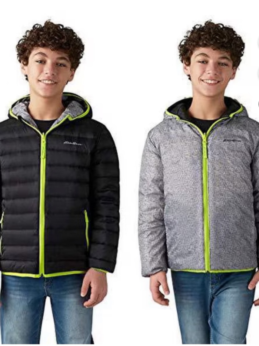 Eddie Bauer Kids Reversible Puffer Winter Jacket Black Gray Size S 7/8